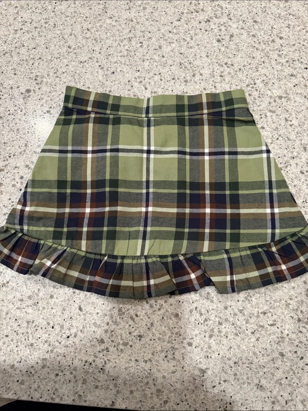 Janie and Jack Green Plaid Ruffle Equestrian Plaid Skirt